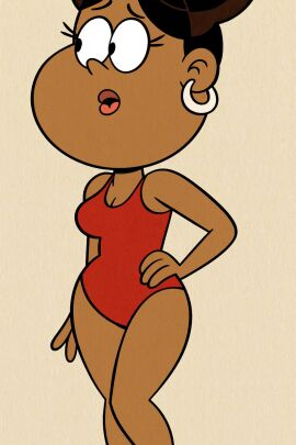 1girls 2025 ai_generated black_hair breasts clothed clothing curranjustice dark-skinned_female dark_skin earrings female female_only hand_on_hip lipstick mayor_davis solo solo_female swimsuit swimwear the_loud_house theresa_davis
