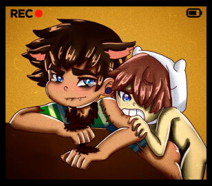 deuz_(fnafhs) dokoden exhibitionism fhs fnafhs fnafhs_z3ro fnafhsrule34 halloween halloween_costume loon_(fnafhs) male male_only naked public_nudity werewolf wolf zombie