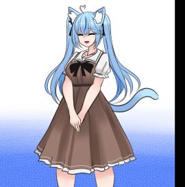 1girls alphaerasure animated ass ass_expansion big_ass big_breasts big_butt blue_hair blush body_transformation bowtie breast_expansion breast_growth breast_growth_(enlargement) breasts brown butt_expansion cat_ears cat_tail dress erect_nipples female figure_transformation hololive hololive_gen_5 hololive_japan hourglass_figure long_hair nipples orange_eyes ripping_clothing thick_thighs transformation twintails virtual_youtuber yukihana_lamy