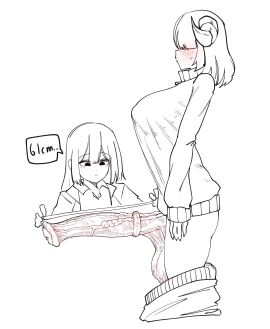 1futa 1girls animal_genitalia animal_genitalia_on_humanoid balls bangs big_penis blush bottomless breasts clothed clothing duo equine_genitalia equine_penis erection examination female female_human female_pervert flashing futa_focus futanari horsecock horsecock_futa horsecock_on_humanoid huge_balls huge_breasts huge_cock huge_penis human humanoid imminent_bestiality implied_bestiality intersex line_art long_hair long_penis measurements measuring measuring_tape monochrome mostly_clothed nolphelypol penis penis_measuring pervert reluctant science scientific_experiment side_view sketch snailpol standing text uncensored