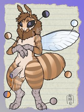 2_fingers 2_toes absurd_res alexxxio_draw anthro arthropod arthropod_abdomen balls bee erection feet fingers foreskin genitals hi_res humanoid_genitalia humanoid_penis hymenopteran insect_wings insects male model_sheet penis solo toes uncircumcised wings