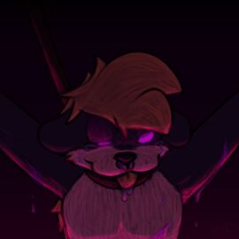 ambiguous_gender anthro black_body black_eye_(injury) black_fur blonde_hair bodily_fluids bondage bruised collar drooling facial_piercing fur glowing glowing_eyes hair hi_res leash leash_pull mammal mustelid nose_piercing nose_ring nosebleed otter piercing pink_eyes ring_piercing roffa roffauwu saliva solo tears tongue tongue_out