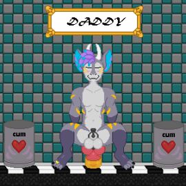 1boy anal anal_sex animated anthro ass balls blush blushing_at_viewer bodily_fluids bondage cage caged cum digital_media_(artwork) dildo dildo_in_ass dildo_insertion english_text genital_fluids genitals knot male male_focus male_only nude object_in_ass open_mouth penetration penile penile_penetration penis pixel_(artwork) pixel_animation precum sex_toy sex_toy_in_ass sex_toy_insertion simple_background smile solo text thunkytank tongue tongue_out