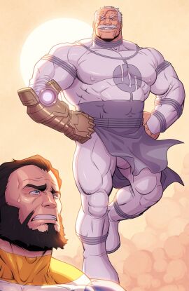 beard blue_eyes chesiresu conquest_(invincible) daddy dilf gay gilf invincible male male_only muscular muscular_male old_male older_male smiling the_immortal viltrumite white_hair