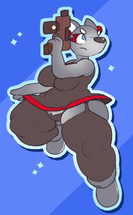 2025 amillionbears anthro canine grapple_dog gun huge_thights husky luna_(grapple_dog) medallion_games tagme thick_thighs weapon wide_hips