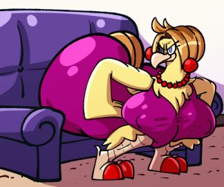 animated anthro ass breasts chicken female female_only furry huge_ass huge_boobs huge_breasts huge_butt karen_gold lipstick overweight sachasketchy tagme