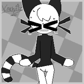 accurate_art_style cat_ears cat_girl cat_humanoid closed_eyes embarrassed embarrassed_female feline female female_only grayscale_cat grey_tail greyscale karm4z_(artist) kkamok-bird kkamok-bird_(copyright) monochrome no_color no_mouth pixel_art pussy shaking shirt shirt_lift shirt_up shy simple_background simple_coloring simple_shading solo tagme watermark what white_cat white_fur white_skin white_tail