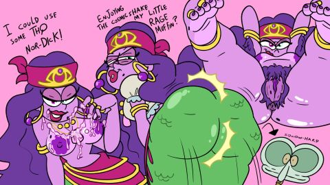 1boy 1girls anus armpit_hair ass big_ass breasts cephalopod clothing cum cum_on_breasts cum_on_face earrings fat_ass female female_focus freaky_ward hairy_armpits hairy_pussy jewelry jones_boi lipstick long_hair looking_at_viewer madame_kassandra male merfolk mermaid mole mole_on_ass mole_on_breast nickelodeon nipples nude nude_female octopodiform octopus pubic_hair purple_hair purple_skin pussy seductive_look seductive_smile sitting_on_face spongebob_squarepants spongebob_squarepants:_the_cosmic_shake_(game) squidward_tentacles voluptuous voluptuous_female