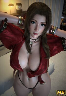 1girls 3d 3d_render aerith_gainsborough ass big_ass big_breasts breasts brown_hair female final_fantasy final_fantasy_vii final_fantasy_vii_remake green_eyes hagiwara_studio large_breasts long_hair thick_thighs