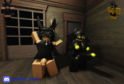 3d bench big_breasts big_penis black_body black_hair blush breasts bunny_ears collar colored_glans colored_skin colored_tips discord_(app) discord_logo discord_username femboy feminine_male flaccid foreskin futanari glasses house huge_cock intersex large_penis looking_at_viewer male penis purple_voidx red_eyes request roblox robloxian self_upload tinted_windows tranquility6024 uncircumcised wiggle yellow_eyes