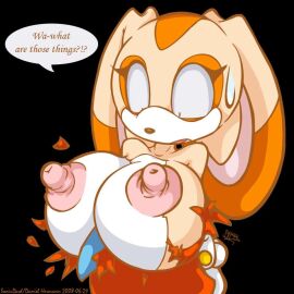 aged_up anthro bedroom_eyes big_breasts big_nipples breasts brown_eyes cream_the_rabbit daniel_hermann dialogue dipstick_ears exposed_breasts female habbodude hands_behind_back heart hi_res huge_breasts lagomorph leporid mammal multicolored_ears narrowed_eyes nipples open_mouth open_smile puffy_nipples rabbit seductive smile solo sonic_(series) sonic_the_hedgehog_(series)