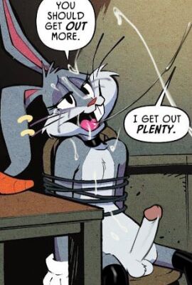 anthro balls bodily_fluids bound buckteeth bugs_bunny carrot chair cheek_tuft chest_tuft choker clothing cum cum_in_mouth cum_inside cum_on_belly cum_on_body cum_on_chest cum_on_chin cum_on_face cum_on_muzzle cum_on_shoulder cumshot_on_face dc dc_comics dialogue dialogue_box duo ear_piercing eyelashes eyeshadow facial_tuft food furniture genital_fluids genitals gloves grey_body handwear head_tuft humanoid_genitalia jewelry lagomorph leporid looney_tunes low_res makeup male male/male mammal mascara mascara_tears mrbuttonboi multicolored_body necklace offscreen_character offscreen_human offscreen_male on_chair open_mouth penis piercing plant rabbit running_makeup saliva saliva_string solo solo_focus table teeth text thigh_highs_only third-party_edit tuft two-tone_body vegetable warner_brothers whiskers white_body