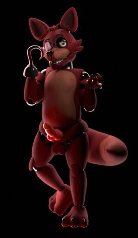 3d animal_genitalia animal_penis animatronic anthro black_background blender_(artwork) brown_body brown_fur canid canine canine_genitalia canine_penis digital_media_(artwork) eye_patch eyewear five_nights_at_freddy's fox foxy_(fnaf) full-length_portrait fur genitals hook hook_hand jizzyfox knot knotted_penis looking_at_viewer machine male male_only mammal nude nude_anthro nude_male on_one_leg penis portrait robot robot_anthro scottgames simple_background solo standing tail yellow_eyes