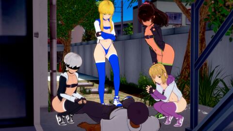 5boys androgynous blindfold blonde_hair bridget brown_hair bullying caucasian_male clothed crossdressing dark-skinned_male dark_skin femboy femboydom feminine_male fingerless_gloves gay gloves guilty_gear imminent_sex latino long_hair male marco_diaz nier:_automata on_back otoko_no_ko penis ponytail soiacalmanienti squatting standing star_vs_the_forces_of_evil stepping_on_penis tattoo thighhighs white_hair yaoi yorha_9s