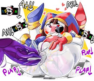 anal anal_juice anal_orgasm anal_sex anus anus_focus anus_outline ass ass_focus big_ass big_butt blush brown_hair clitoris dialogue disembodied_penis female flexible gape gaping gaping_anus gaping_ass gloves grabbing_ass grabbing_own_ass huge_cock jax_(the_amazing_digital_circus) jester jester_cap jester_costume jester_girl jester_hat jester_outfit legs looking_at_viewer male male/female medium_hair moonix_xero on_floor onomatopoeia penis pomni pomni_(the_amazing_digital_circus) pussy rabbit sex short_hair shortstack smile spread_anus spread_legs straight sweat sweatdrop tagme text text_bubble the_amazing_digital_circus uncensored uncensored_vagina vagina vein veiny_penis white_body