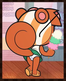 1girls 2d back back_view brown_body brown_fur clothed clothed_female female glasses ice_cream lifting lifting_skirt mitzi_(ajmarekart) murphy_and_mitzi panties skirt skirt_lift skirt_up squirrel tagme tail unknown_artist viewed_from_behind white_panties