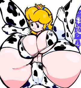 1girls alternate_ass_size alternate_body_type alternate_breast_size artist_logo artist_name ass ass_bigger_than_head big_ass big_breasts bikini blue_hair breasts breasts_bigger_than_head cow_bikini cow_print cow_print_bra cow_print_leggings cow_print_legwear cow_print_lingerie cow_print_panties female fully_clothed highres huge_ass huge_breasts mario_(series) paper_mario princess_peach tight_clothes tight_clothing zommbay