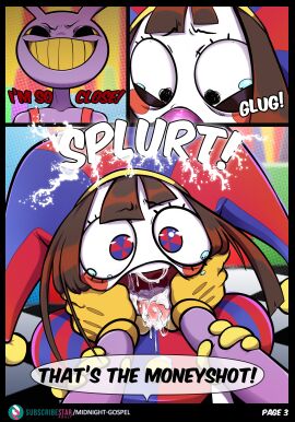 absurd_res anthro blue_eyes blush bodily_fluids clothing cum cum_in_mouth cum_inside cum_on_face cumshot digital_media_(artwork) duo ejaculation english_text evil_face evil_grin female fool's_hat genital_fluids glitch_productions gloves grinding hair handwear hat headgear headwear hi_res human humanoid jax_(tadc) jax_(the_amazing_digital_circus) jester lagomorph leporid male male/female mammal midnightgospel onomatopoeia open_mouth oral pomni_(tadc) pomni_(the_amazing_digital_circus) purple_body rabbit simple_background smile sound_effects tears tears_on_cheek teeth text the_amazing_digital_circus tongue