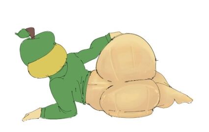 apple ass ass_focus ass_grab big_ass cecilia_(mised) female hoequinox mised nerdy_female oc oiled_skin oily_skin original_character white_background white_skin