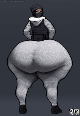 1girls armor ass ass_bigger_than_head ass_bigger_than_torso ass_body big_ass bottom_heavy bubble_ass bubble_butt caked_up clothing face_mask fat_ass female female_only frost_(rainbow_six) gloves gluteal_fold hands_on_hips hat huge_ass hyper hyper_ass ignantastro large_ass looking_at_viewer looking_back massive_ass rainbow_six_siege rear_view solo stardustpapi thick_ass thick_thighs thunder_thighs wide_hips