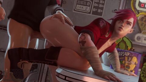 1boy 1girls 3d animated arcane arcane_vi athletic athletic_female balls big_nose blender boots bottomless doggy_style ear_piercing earrings enjoying erection female fortnite from_behind from_behind_position human ikonik league_of_legends light-skinned_male light_skin looking_at_another looking_back male moaning mp4 on_table one_leg_up penis red_hair short_hair sound straight table testicles timpossible tomboy vi video