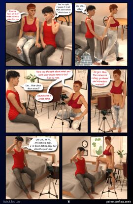 3d comic comic_page english_text female futanari intersex male male_on_futa red_hair speech_bubble taco_comix taller_female
