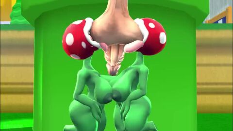 2girls disembodied_penis mario_(series) no_sound piranha_plant rayhuma sucking_balls tagme video