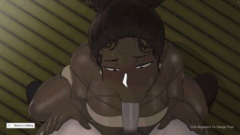 1boy 1girls animated arrival_of_the_goddess big_breasts blowjob breasts cleavage cuck cuckold dark-skinned_female dark_skin female interracial light-skinned_male light_skin live2d male netorare nipples ntr ntrman penis sucking_penis tagme