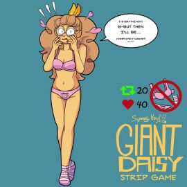 2024 blue_eyes blush bra daisy_wooton embarrassed_nude_female female glasses nerd nerdy_female panties pink_bra pink_panties pink_socks socks squeakyhorn strip_game tagme text twitter_strip_game_(meme) underwear undressing