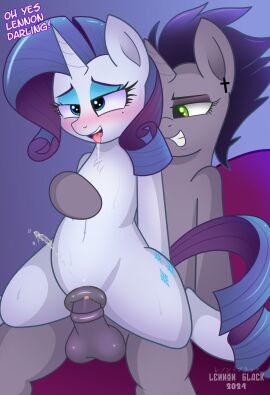 animal_genitalia animal_penis balls chest_tuft dialogue duo equid equine equine_genitalia equine_penis eyelashes female female_penetrated feral friendship_is_magic fur genitals hasbro hi_res horn lennon_(oc) lennonblack male male_oc mammal my_little_pony mythological_creature mythological_equine mythology penetration penile penile_penetration penis penis_in_pussy pupils pussy rarity_(mlp) sex text thick_thighs tongue tongue_out tuft unicorn vaginal_penetration white_body white_fur