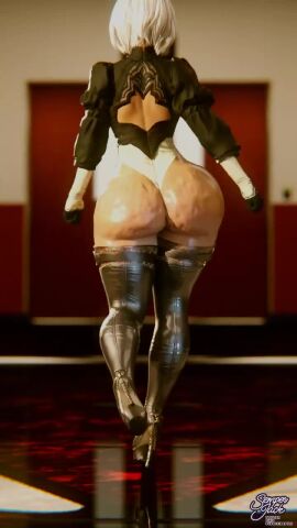 1girls 3d android animated ass big_ass cellulite fat_ass female huge_ass nier:_automata semper_jack solo tagme thick_thighs video walking yorha_2b