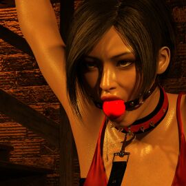 1girls ada_wong ball_gag collar female female_only gag3d gagged leash leash_and_collar rendereddefenseless resident_evil solo spiked_collar
