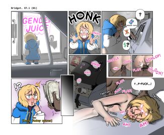 2boys 2d anal anal_sex androgynous artist_request bridget comic completely_nude crossdressing dark_skin english_text femboy feminine_male gay girly guilty_gear guilty_gear_strive interracial male money nude otoko_no_ko outdoor_sex penis prostitute prostitution used_condom yaoi