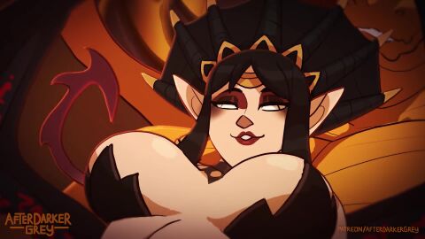 animated anthro ass balls big_breasts big_butt blush bodily_fluids breasts claws cleavage clothed clothing commander_(pathfinder_wrath_of_the_righteous) cum cum_inside curvy_figure darkergrey demon dialogue doggy_style dragon duo erection european_mythology female female_penetrated feral from_behind_position genital_fluids genitals gold_dragon hair heart_symbol hi_res horn humanoid logo male male/female male_penetrating male_penetrating_female membrane_(anatomy) membranous_wings muscular muscular_male mythological_creature mythological_scalie mythology nocticula_(pathfinder) nude orgasm paizo pathfinder pathfinder:_wrath_of_the_righteous pecs penetration penile penis scales scalie sex size_difference smile sound sound_warning stomach_bulge tagme tail thick_thighs tongue video voice_acted vulva western_dragon wide_hips wings yellow_eyes yellow_penis