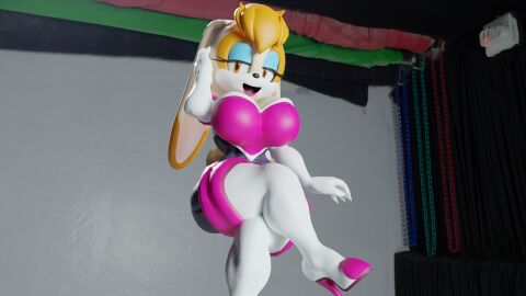 3d anthro anthro_only bodysuit boots breasts cosplay female furry furry_only lagomorph milf mother neckline rouge_the_bat_(cosplay) seductive_look sega sonic_(series) spandex_suit twintails3d twintailssfm vanilla_the_rabbit