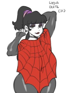 2d beetlejuice breasts busty darkeros darkeros13 female female_focus female_only goth goth_girl gothic hourglass_figure light-skinned_female light_skin lydia_deetz pale-skinned_female pale_skin spider_web_poncho_dress tagme thedarkeros venus_body wide_hips