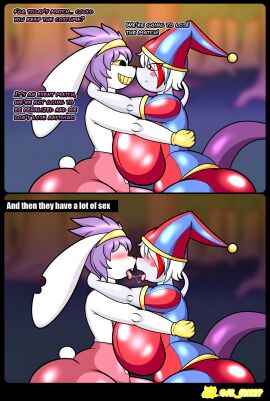 absurd_res al_gx anthro ass big_ass big_breasts big_butt blue_bottomwear blue_clothing blue_footwear blue_hat blue_headwear blue_shoes blue_shorts blush bottomwear breasts clothing cosplay duo erection female femboy fool's_hat footwear generation_1_pokemon generation_8_pokemon glitch_productions gloves halloween handwear hat hazby_o'neil headgear headwear hi_res holidays hug huge_ass huge_breasts huge_butt imminent_sex jax_(the_amazing_digital_circus)_(cosplay) jester_outfit kissing lagomorph legendary_pokemon leporid male male/female mammal megan_(al_gx) mewtwo nintendo overalls pokemon pokemon_(species) pomni_(cosplay) rabbit raboot red_clothing red_hat red_headwear red_topwear shoes short_stack shorts side_view the_amazing_digital_circus thick_thighs tongue tongue_out topwear