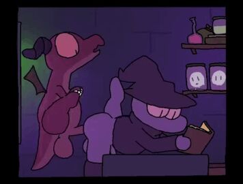 animated dragon horns tagme watermelon_(artist) wings witch_hat