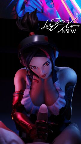 3d 3d_(artwork) breasts demi_(fortnite) dick epic_games female fortnite fortnite:_battle_royale giver_pov handjob hot lingerie looking_at_viewer lxrz_xo male night on_knees outfit penis