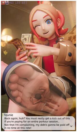 1boy 3d barefoot crushing_tiny_person cum ejaculation entrapment female foot_fetish foot_worship footwear game_over giantess insole mei_lee_art nintendo pokemon pokemon_za size_difference smaller_male sneakers taunie_(pokemon) trampling