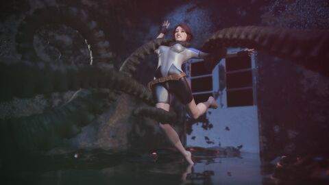 1girls 3d female original red_hair tentacle ultimate-clash wetsuit