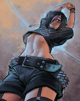 1boy 2024 2d :3 angusburgers belt bracelet choker collar commission digital_media discoverychannelofficial dyed_hair emo emo_boy emo_fashion emo_hair emo_haircut femboy femboy_focus femboy_only garter_straps goth goth_boy hair_over_one_eye high_resolution looking_at_viewer male male_only original original_character posing posing_for_the_viewer short_shorts shorts skinny skinny_male solo solo_femboy solo_focus solo_male source_request spiked_belt spiked_collar stretching_arms tagme thighhighs tummy