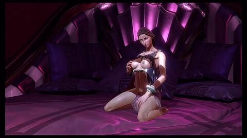 animated aphrodite_(god_of_war) big_breasts blue_eyes perfect_body red_hair seduction seductive tagme video