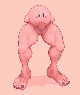 1boy 3d 3d_(artwork) 3d_render body_horror chode cock cyanu hair hairy hairy_feet hairy_legs hyper kirby kirby_(series) kirby_with_legs male male_only penis pubic_hair toenails what