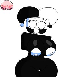 bondage bondage_gf bondagegf breasts character exploit female jester_girl jester_hat jester_outfit oc original roblox_exploits roblox_scripts script white_eyes xester xester_(minstlu) xesterposting