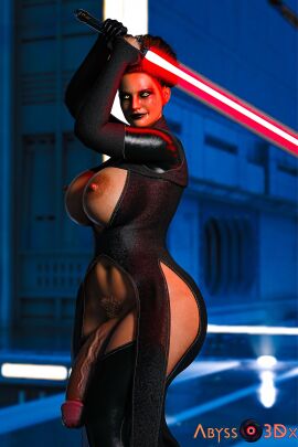 1futa 3d big_breasts big_penis breasts corruption dark_penis dark_side dickgirl futa_only futanari intersex ladyabysso lightsaber looking_at_viewer natalie_portman padme_amidala partially_clothed penis pubes pubic_hair queen sith sith_eyes sith_lady sith_lord solo star_wars veiny_penis