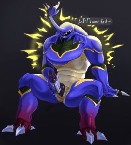 3_toes abs absurd_res after_transformation animal_genitalia anthro armor arthropod beetle beetle_humanoid bloody_roar bodily_fluids body_growth body_growth_(enlargement) claws dripping erection feet genital_fluids genital_slit genitals glowing glowing_eyes hi_res horn humanoid insects jerking knot leaking_precum looking_at_viewer male male_only mandibles masturbation monster muscular muscular_anthro muscular_male nude pecs penis post-transformation precum precum_drip precum_on_penis precum_string purple_penis sitting sitting_on_ground size_difference size_transformation slit solo stun_(bloody_roar) teratophilia thrust_lines toe_claws toes transformation unusual_anatomy unusual_genitalia unusual_penis voidteeth