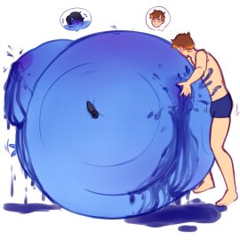 1boy 1girls anus ass ass_expansion belly_expansion big_areola big_ass big_belly big_breasts big_nipples big_pussy black_hair blue_skin blueberry_inflation blueberry_juice breast_expansion breast_growth breast_growth_(enlargement) breasts brown_hair clothed_male clothed_male_nude_female cutiepopblue ellie_(cutiepopblue) expansion female fingering fingering_pussy glasses immobile inflation lactation light-skinned_male light_skin male navel nude nude_female nude_female_clothed_male pussy spherical_inflation squirt squirting sunken_limbs tagme underwear