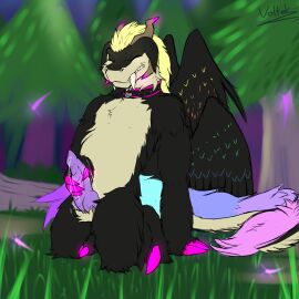 animal_genitalia animal_penis anthro balls bodily_fluids claws dripping equine_genitalia equine_penis erection fangs feathered_wings feathers feet felkin first_person_view foot_fetish foot_focus forest forest_background front_view fur genital_fluids genitals hi_res hybrid knot looking_at_viewer low-angle_view male multicolored_body mythological_creature mythology nature nature_background non-canine_knot nude outdoor_nudity outside pawpads paws penis pink_body pink_fur plant red_body red_eyes sheath shiruku simple_background smile smiling_at_viewer smirk smirking_at_viewer solo spiked_penis spikes spikes_(anatomy) talons teeth teeth_showing throbbing throbbing_penis toes tree wings yellow_body yellow_fur