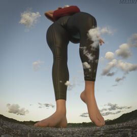 1girls 3d 3d_(artwork) barefoot big_breasts breasts cameltoe city city_destruction clouds female female_focus female_only giant_female giantess hips hyper_giantess jgrfgts leather leather_clothing nier nier:_automata pussy sky solo solo_female solo_focus tight_clothing tight_pants white_hair yorha_2b